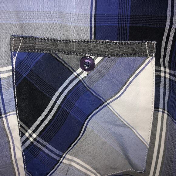 Amongst Others Button Up Adult XL Multicolor Plaid Short Sleeve Cotton Shirt - Picture 5 of 9